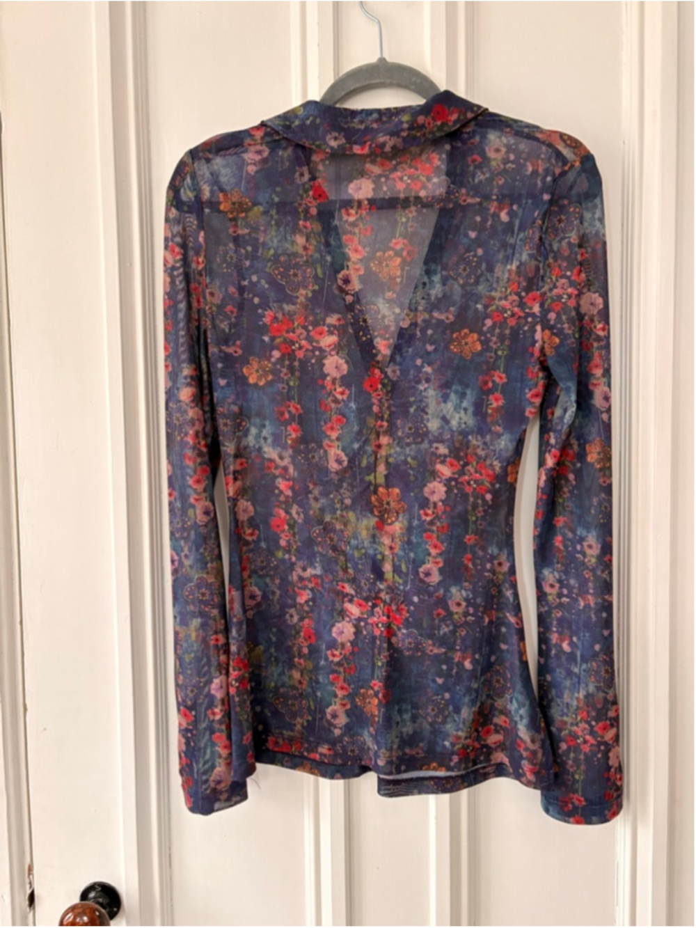 Natural Life Navy & Red Floral Blouse M - Picture 2 of 5